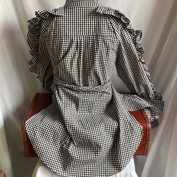 Printed black and white ruffle shirt dress - Picture 11 of 14